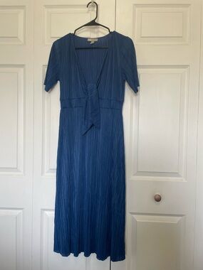 ASOS Indigo V-Neck Tie-Front Midi Dress